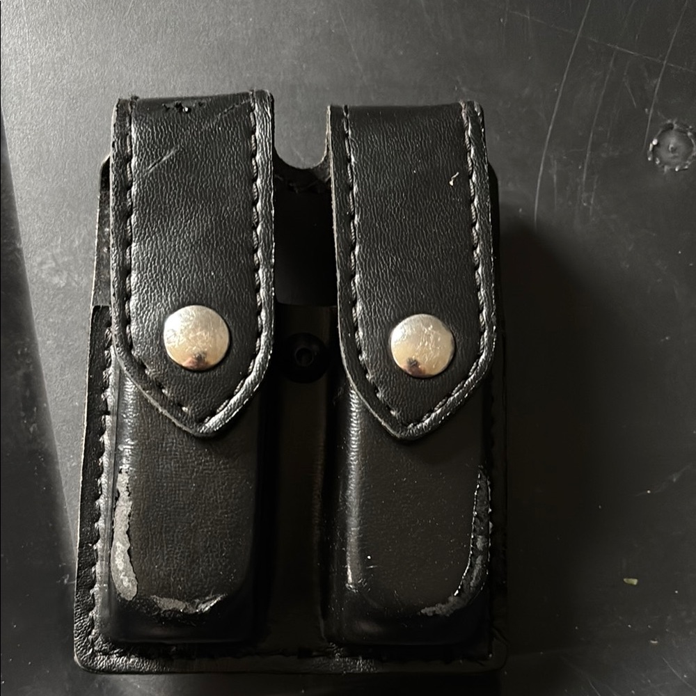 Black Leather Double Pouch